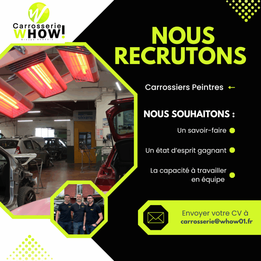 Annonce de recrutement pour des carrossiers peintres dans un atelier automobile