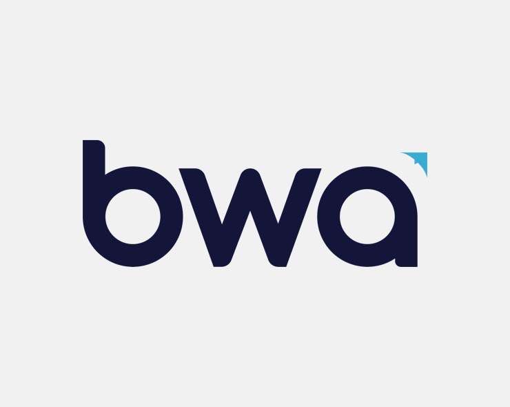 Logo de l'entreprise BWA avec lettre stylisée sur fond gris clair.