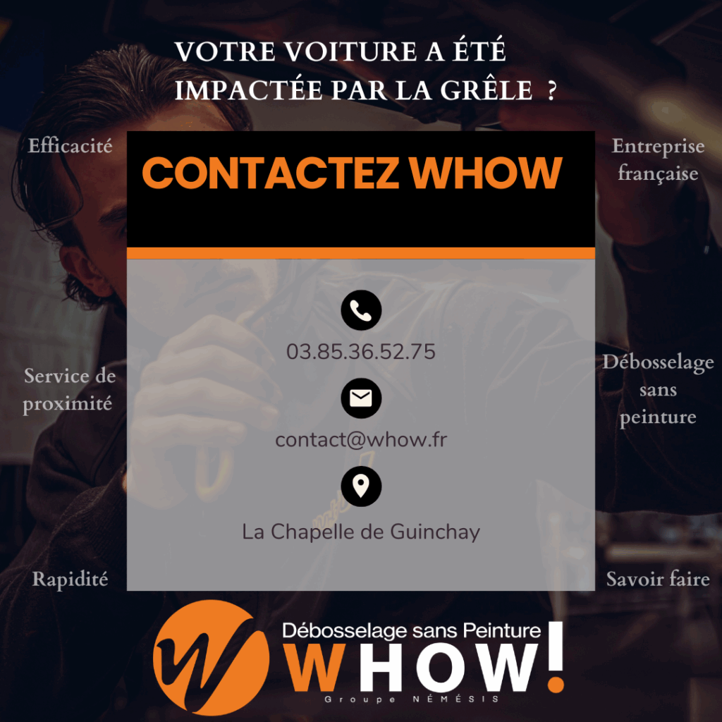 Publicité pour le débosselage sans peinture par WHOH, contact et localisation