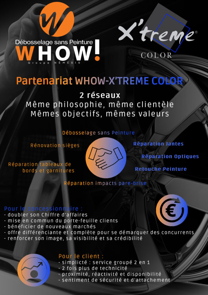 Affiche promotionnelle pour le partenariat WOW-X'TREME COLOR avec un design moderne.